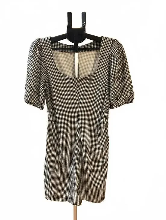NWT A New Day Black and White Gingham Puff Sleeve Dress Size 10 - Picture 2 of 6